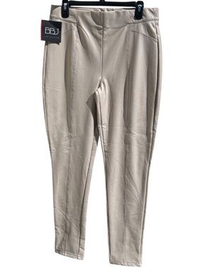 BBJ Los Angeles Womens Size XL Faux Leather Pants Cream